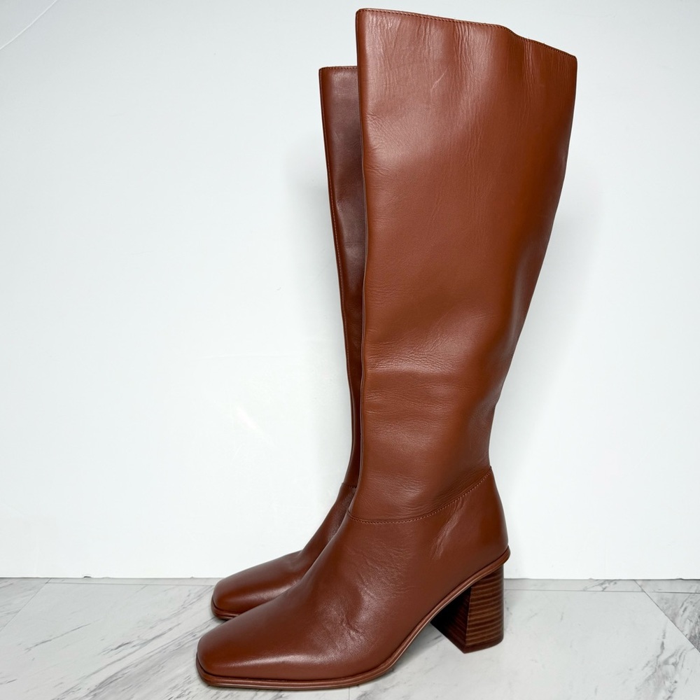 Splendid Vara Brown Leather Square Toe Heeled Tall Boot 9 1/2 M